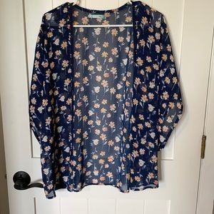 Floral print kimono